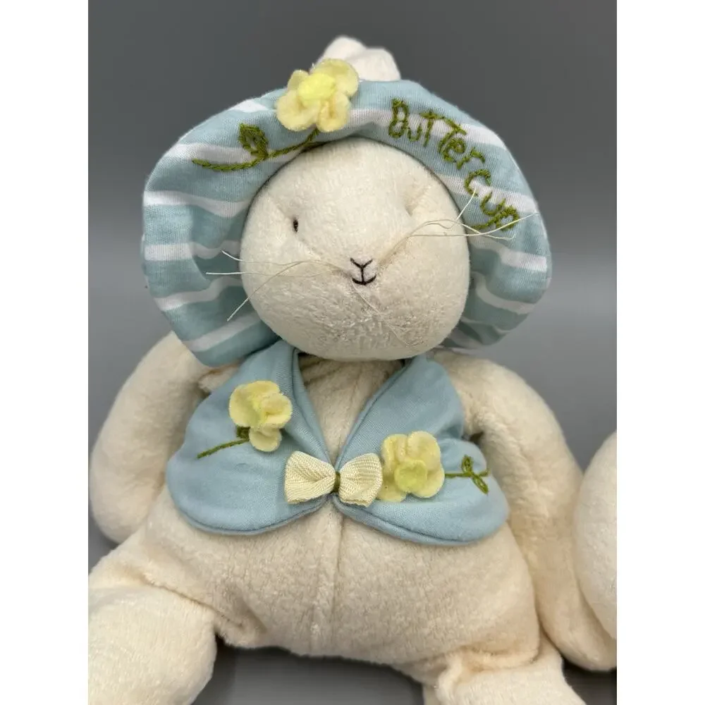 Vintage HALLMARK Bunnies by the Bay Stuffed Rabbits Baylee & Buttercup Set 10”